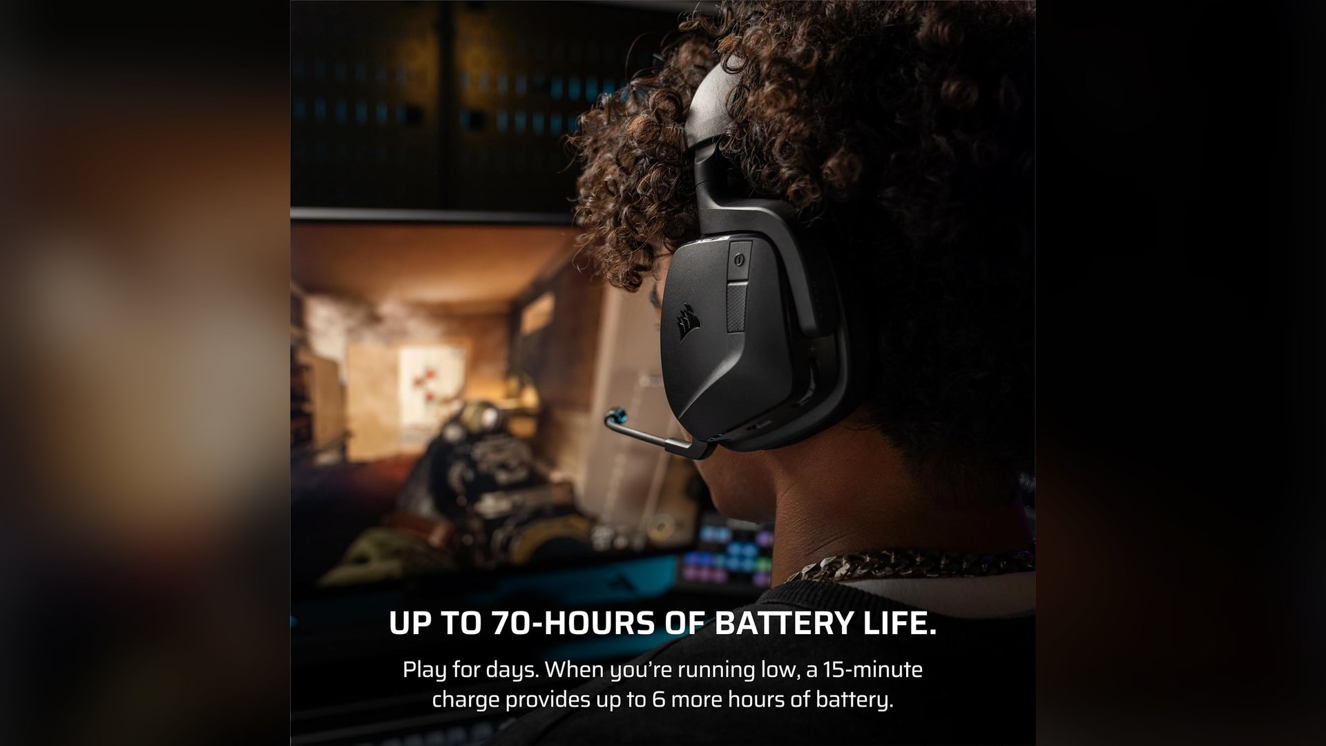 Corsair graphic stating up to 70 hours of battery life