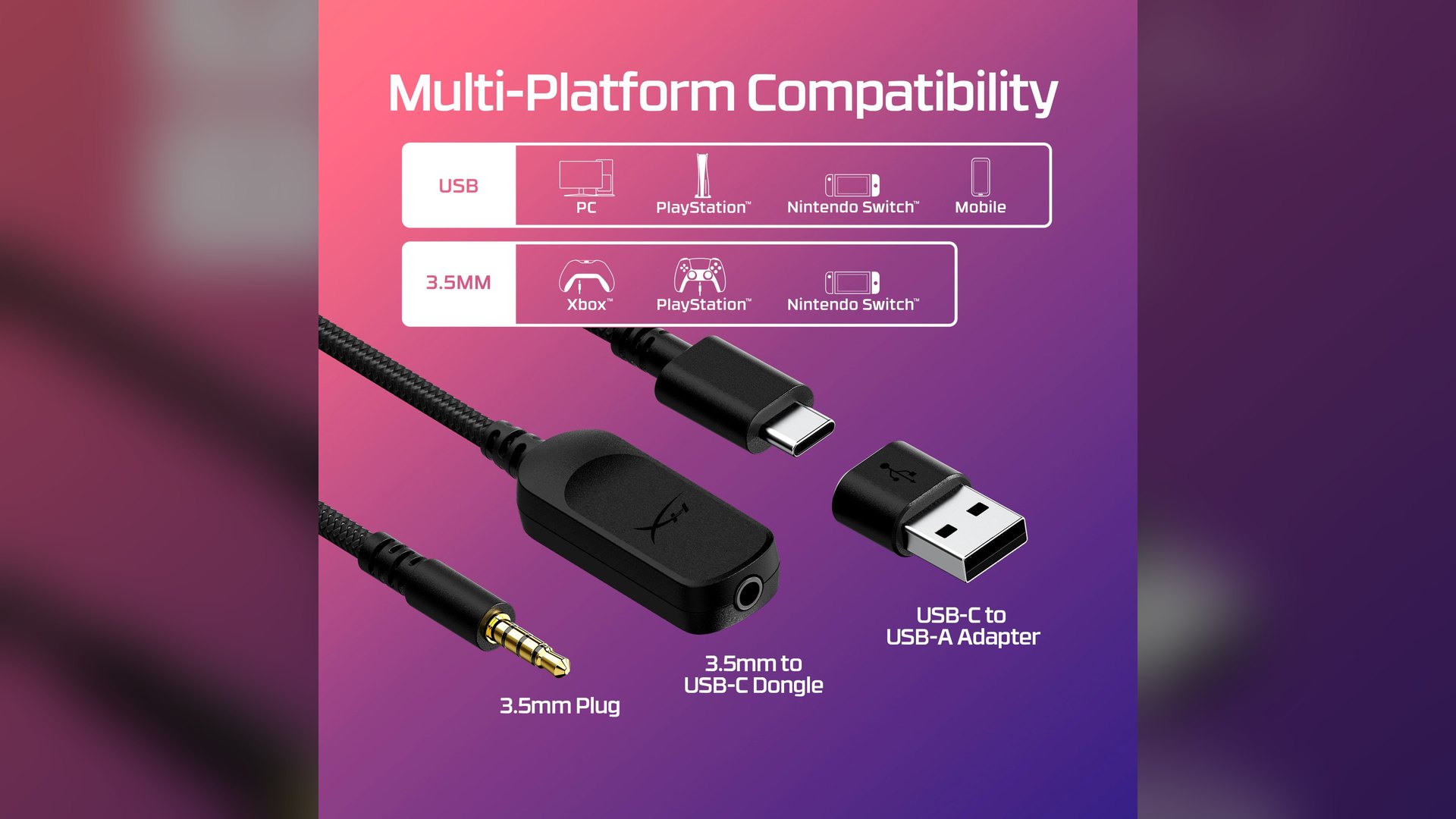 HyperX Cloud III multiplatform and connector graphic