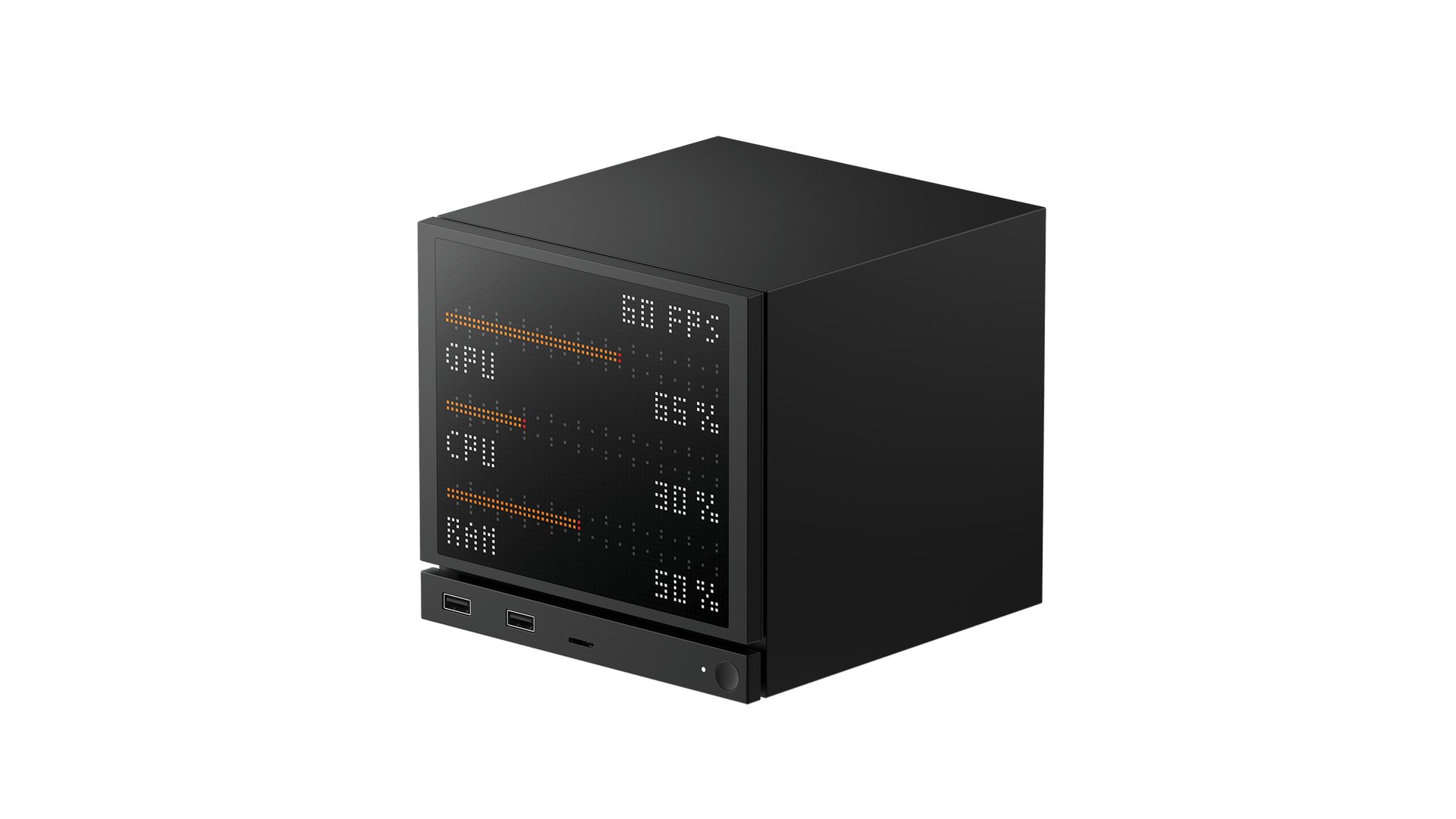 JSAUX Pixel Matrix Faceplate for Steam Machine shown as a standalone full-color pixel display panel