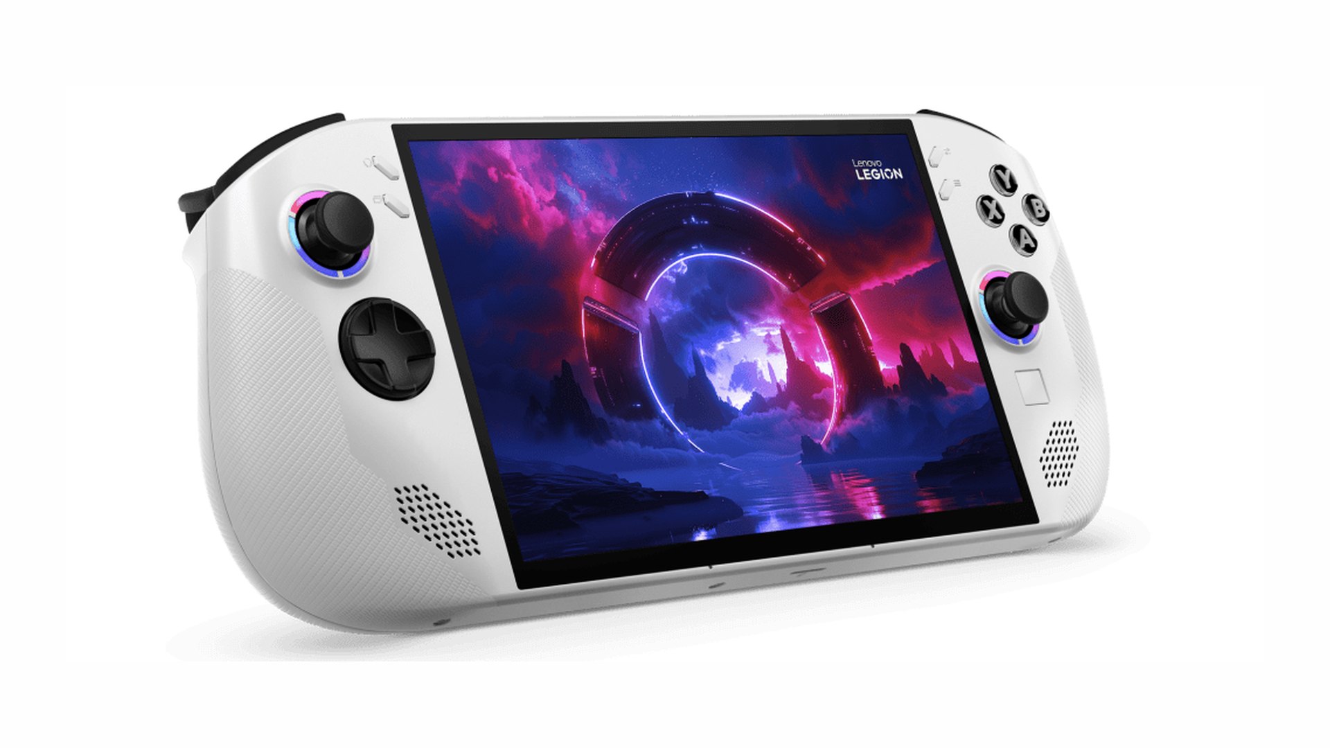 White Lenovo Legion Go S handheld at a 45-degree angle