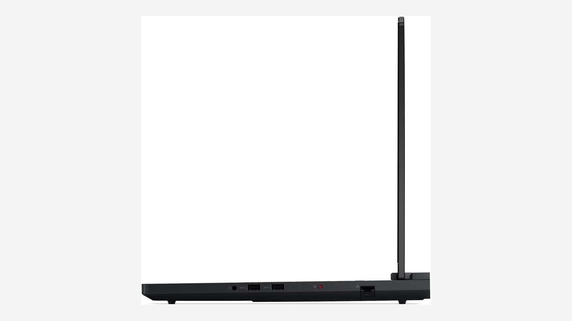 Thin side view of the closed Legion Pro 7 laptop