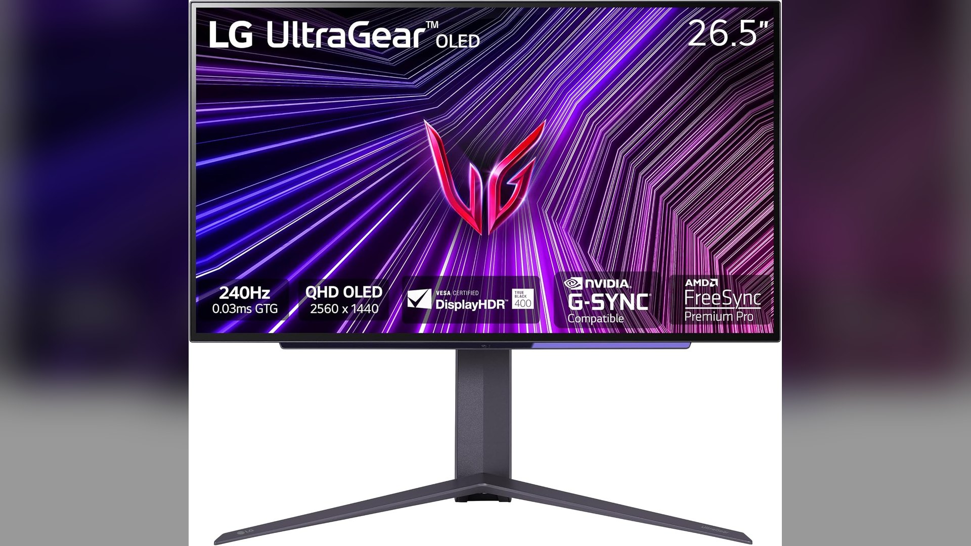 LG UltraGear 27GS95QE OLED gaming monitor, front view