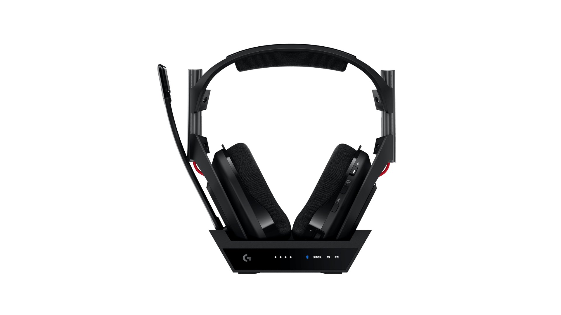 Astro A50 base station front with Bluetooth, Xbox, PlayStation and PC indicators