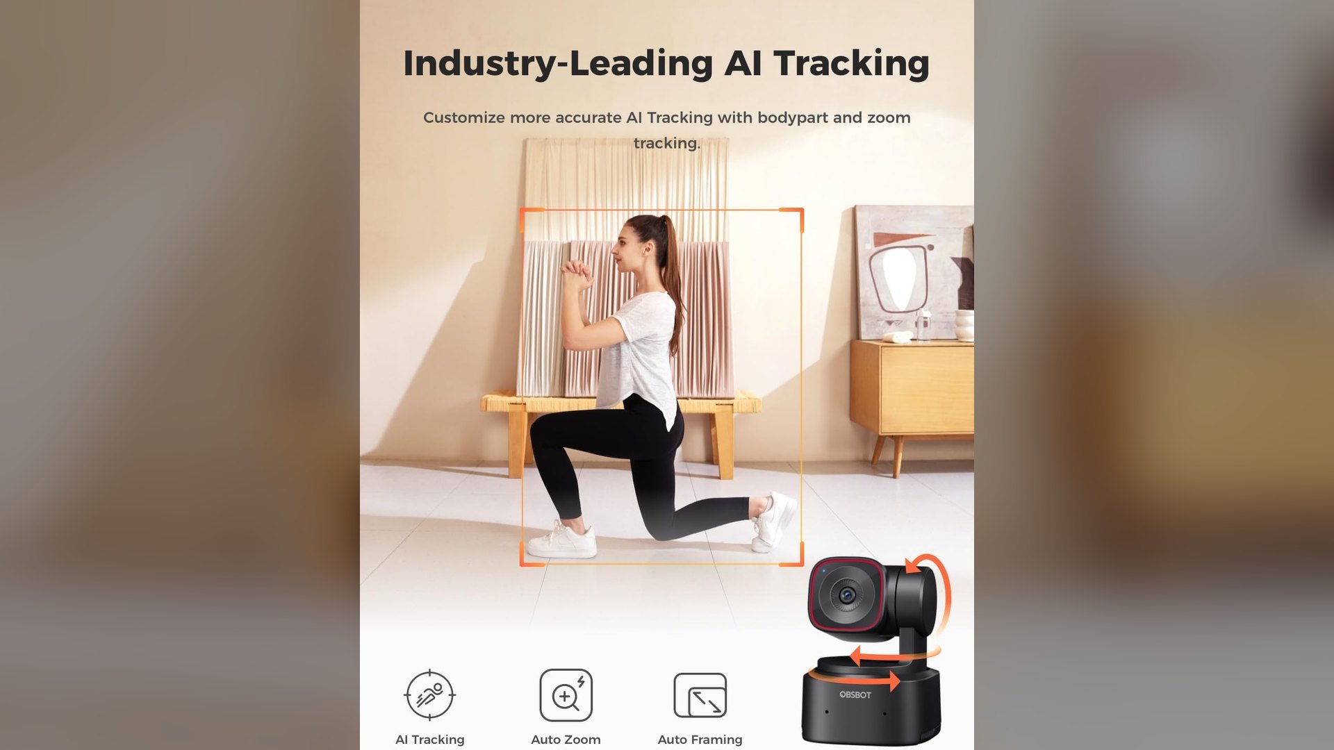 Diagram of the Tiny 2 Lite rotating to follow a person walking across a room