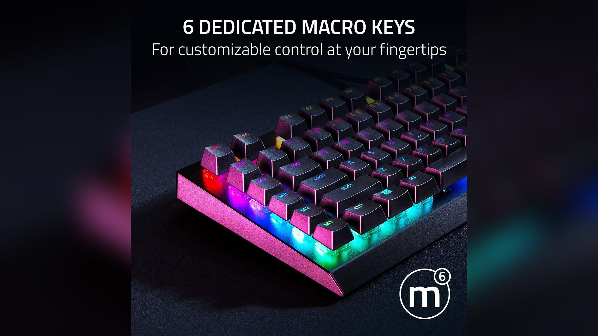 Close-up of the macro key column on the BlackWidow V4 X