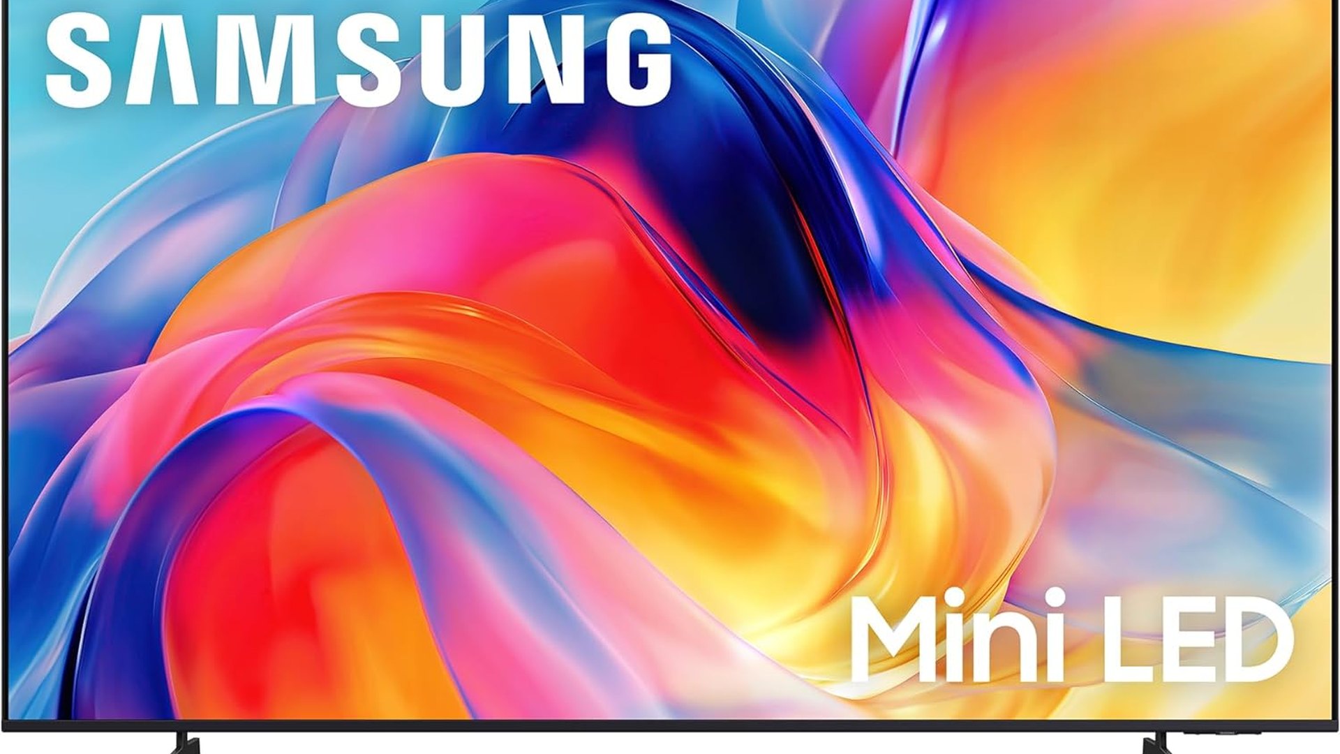 Samsung 55-inch M70H mini-LED TV seen from the front on its stand