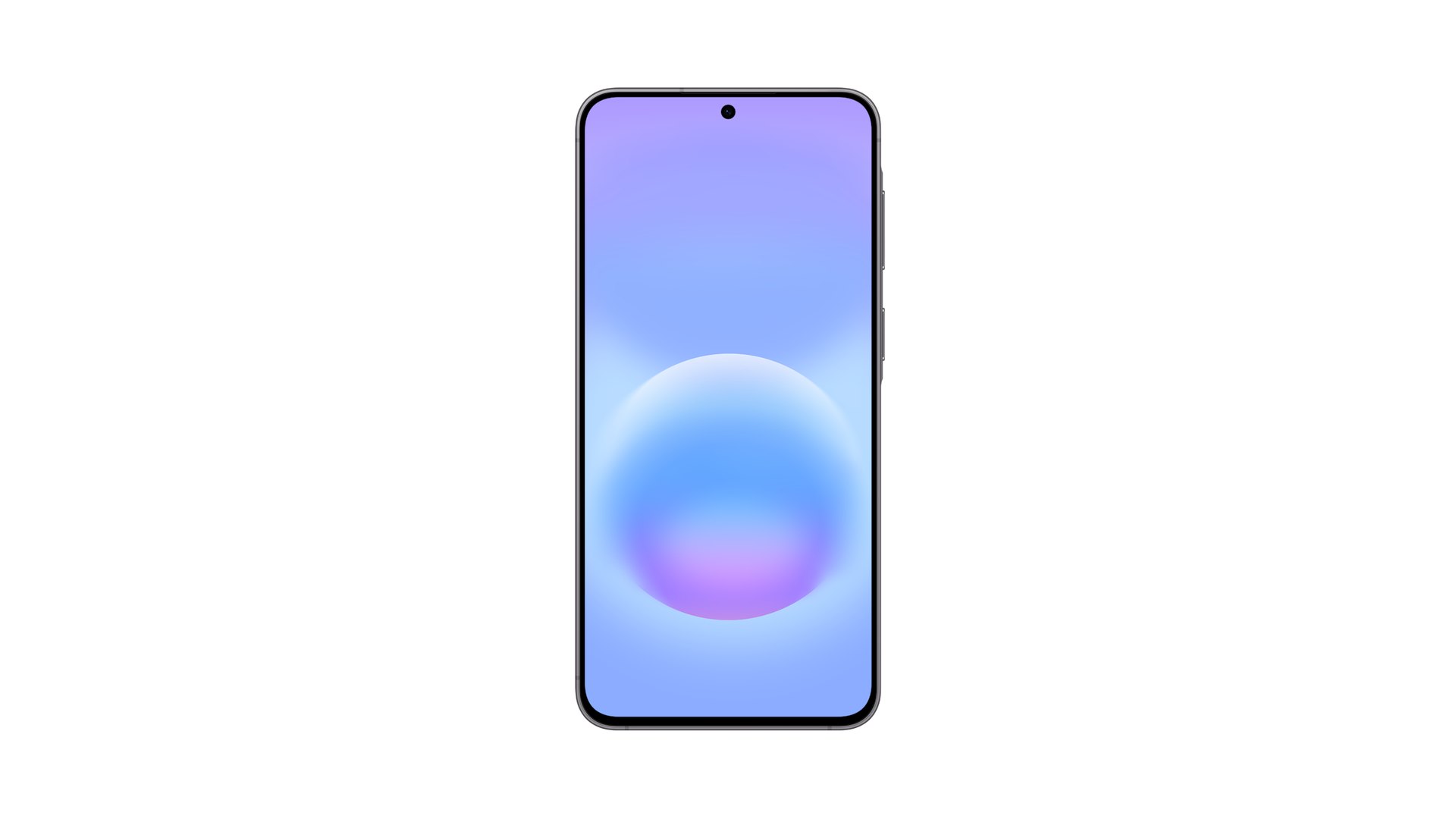 Front view of the Samsung Galaxy A57 5G in Awesome Gray with the display on