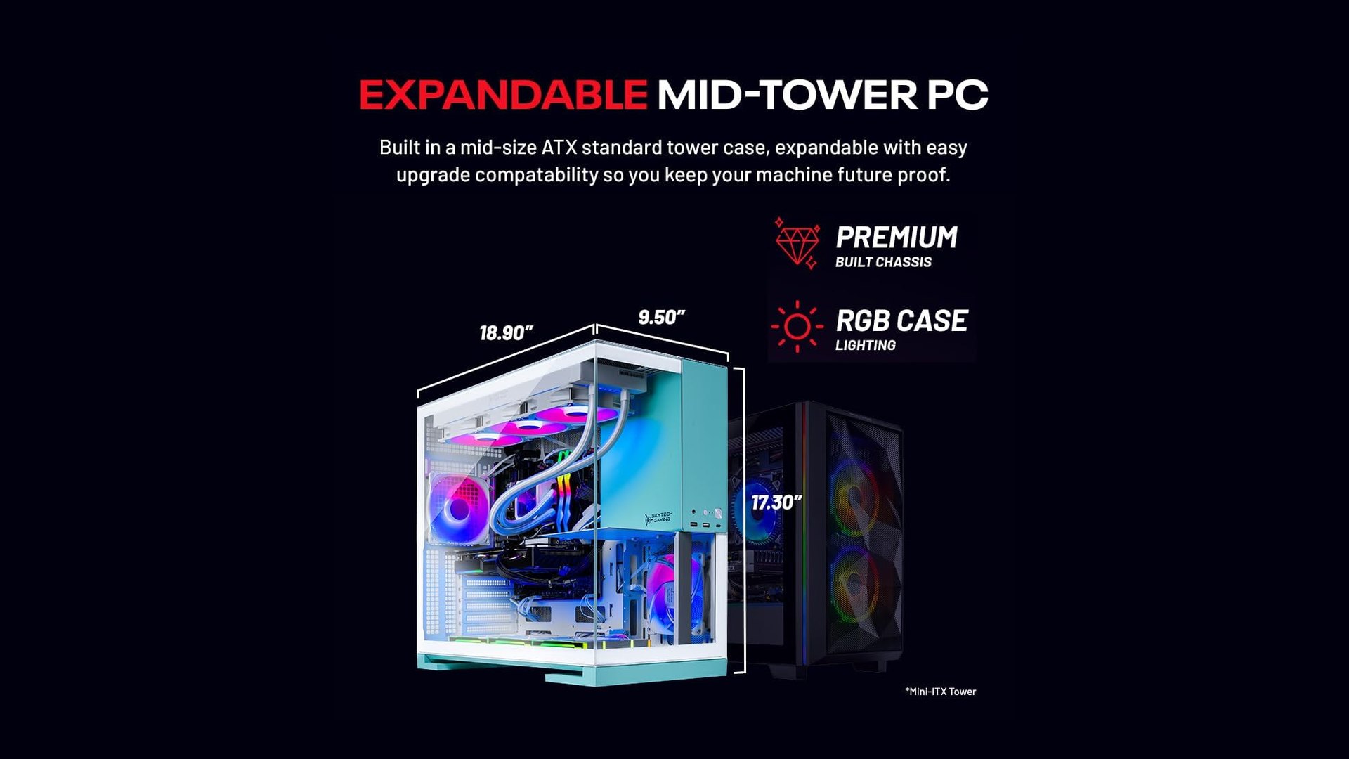 Skytech Aqua case dimensions graphic