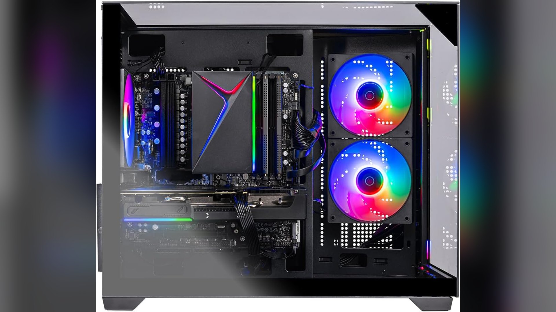 Skytech Crystal gaming PC side view showing internal components