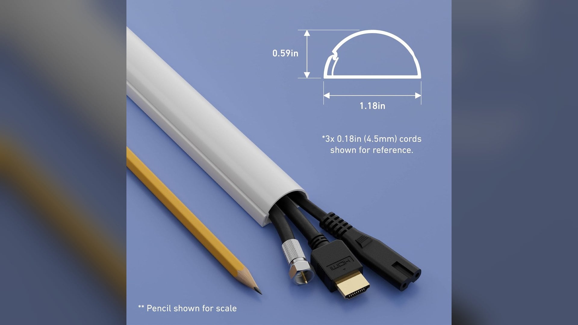 D-Line white cord cover raceway with three cables inside