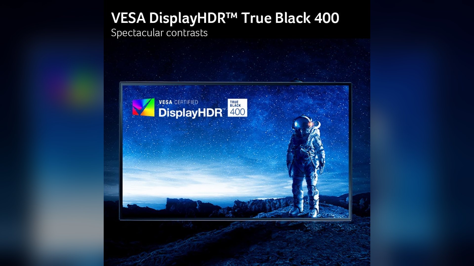 Acer CE270K G displaying an astronaut scene with a DisplayHDR True Black 400 badge