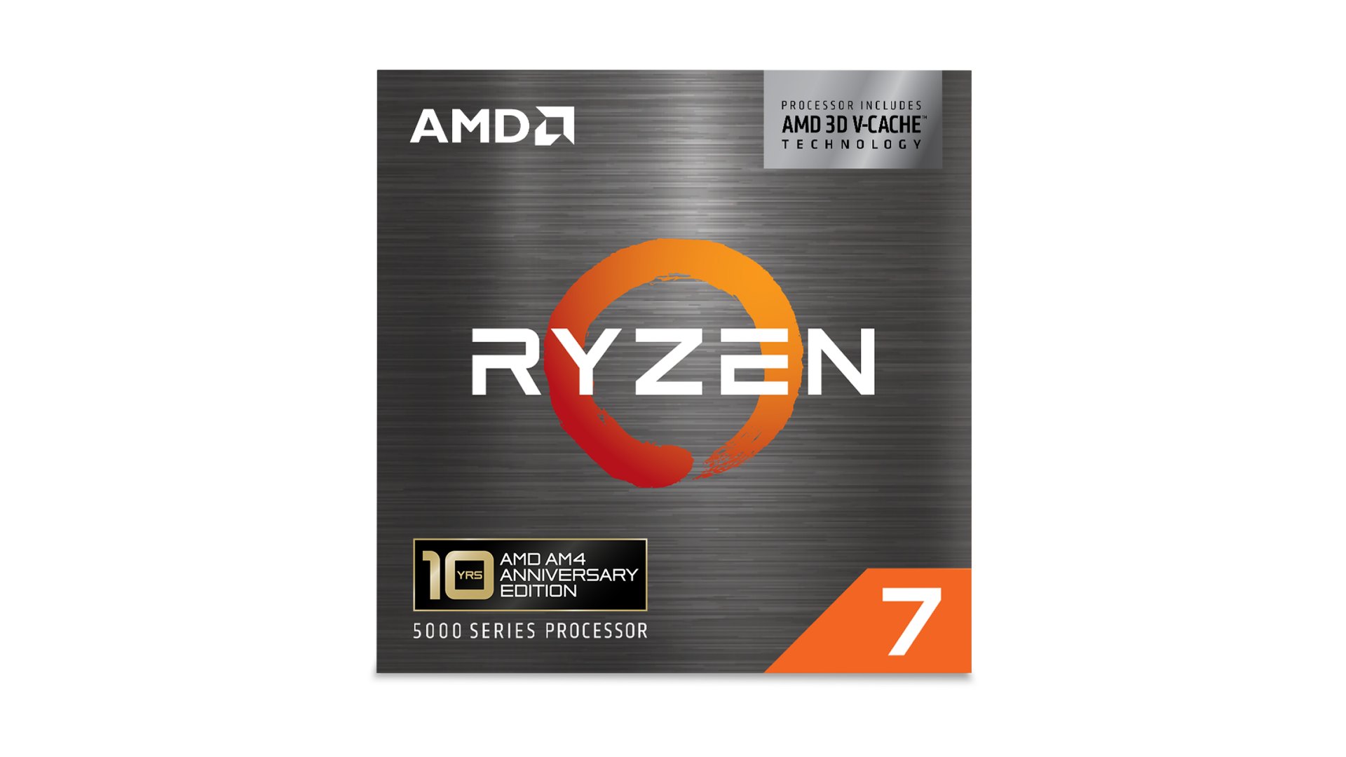 Front of the AMD Ryzen 7 5800X3D anniversary edition retail box