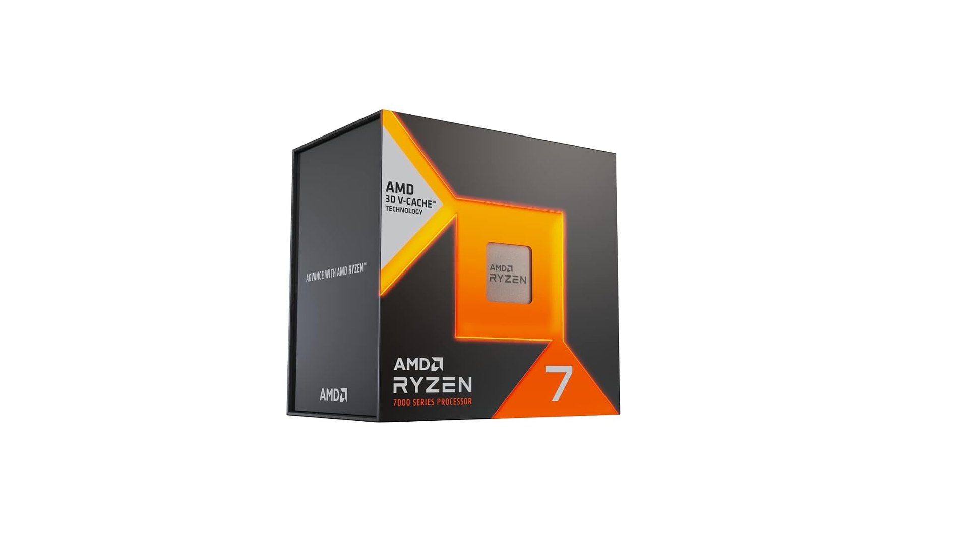 Ryzen 7 7800X3D box seen from a low angle