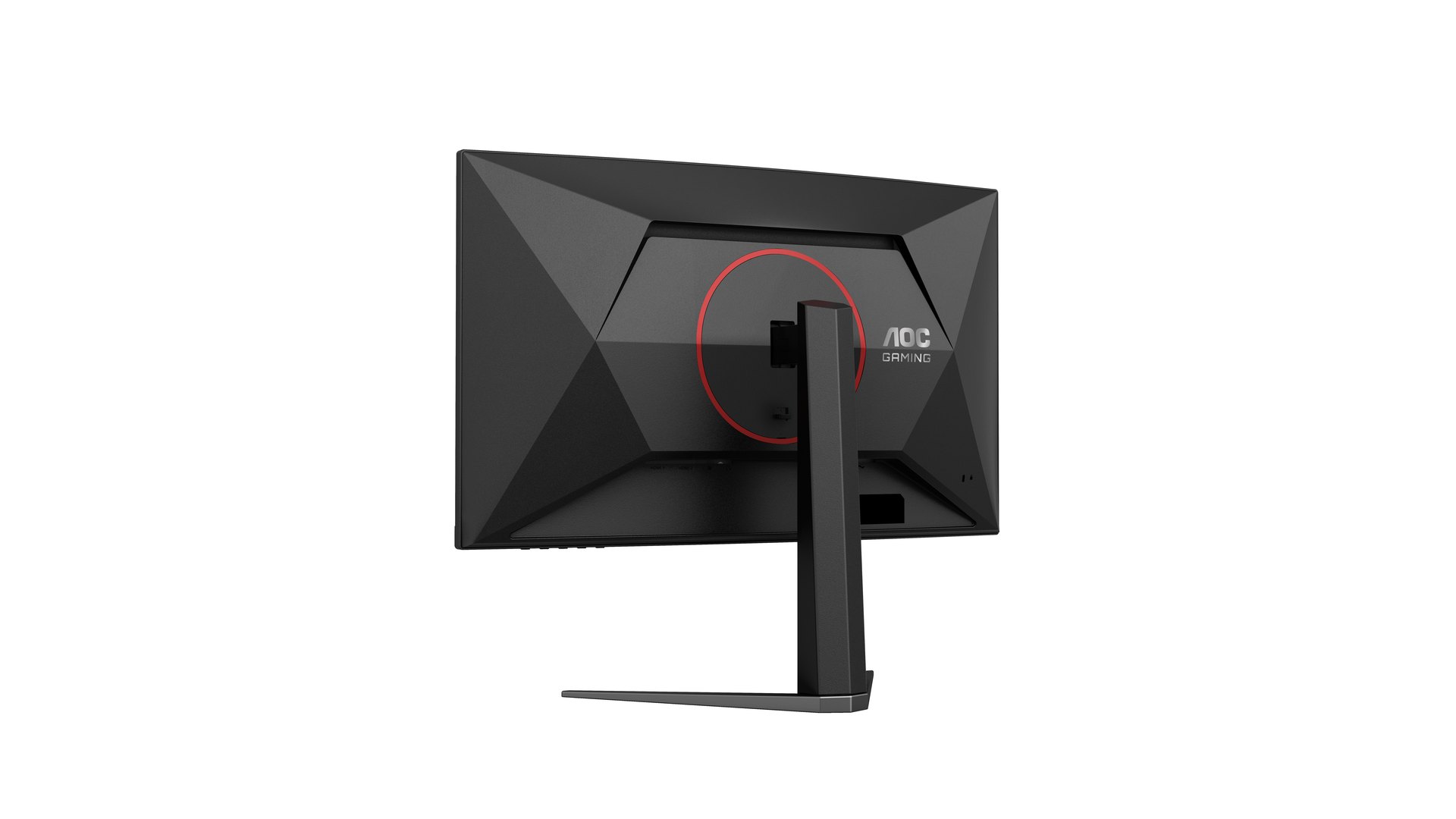 Three-quarter rear render of the AOC C27G4H2 curved monitor