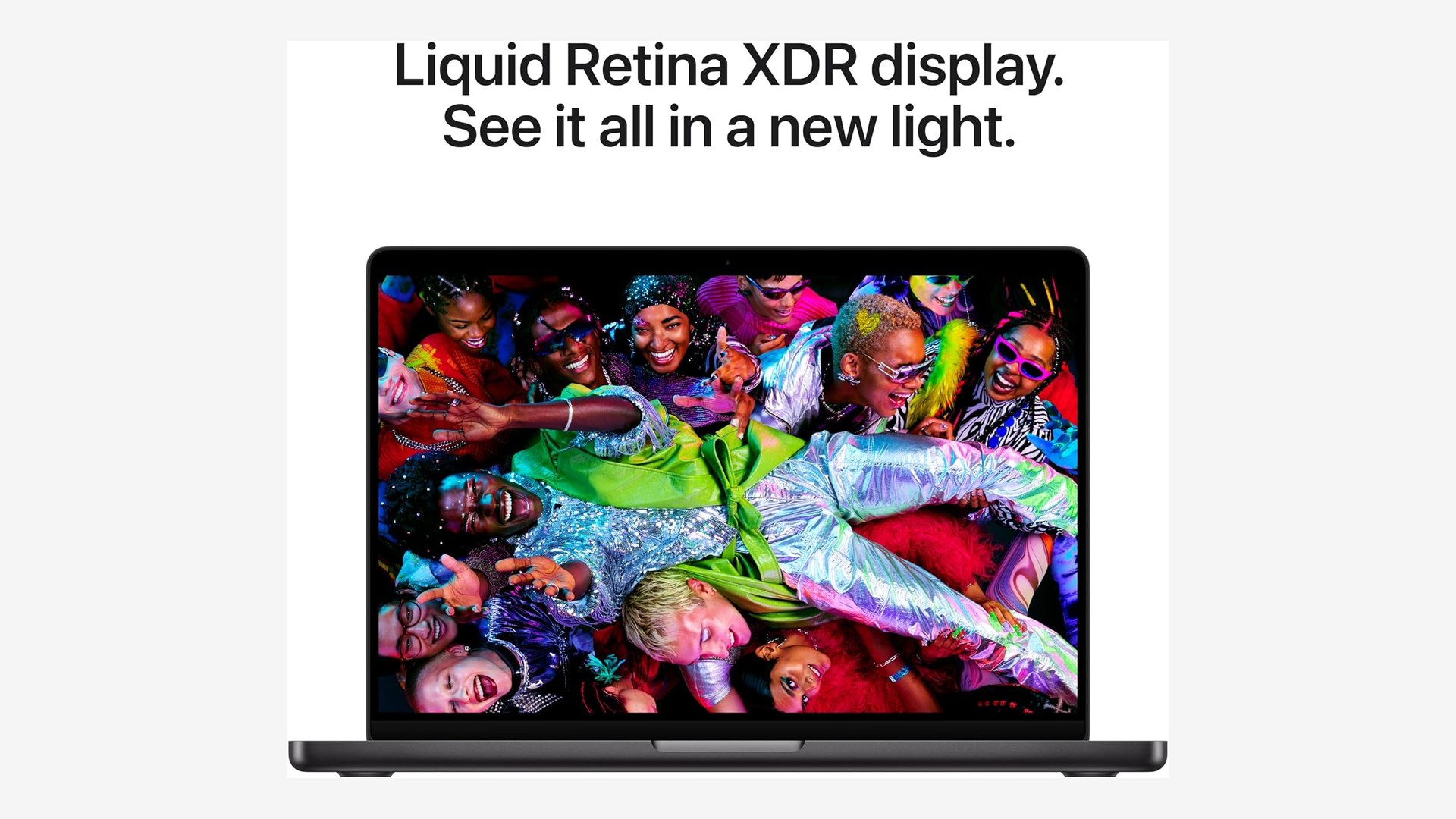 Apple graphic headed Liquid Retina XDR display showing a 14-inch MacBook Pro