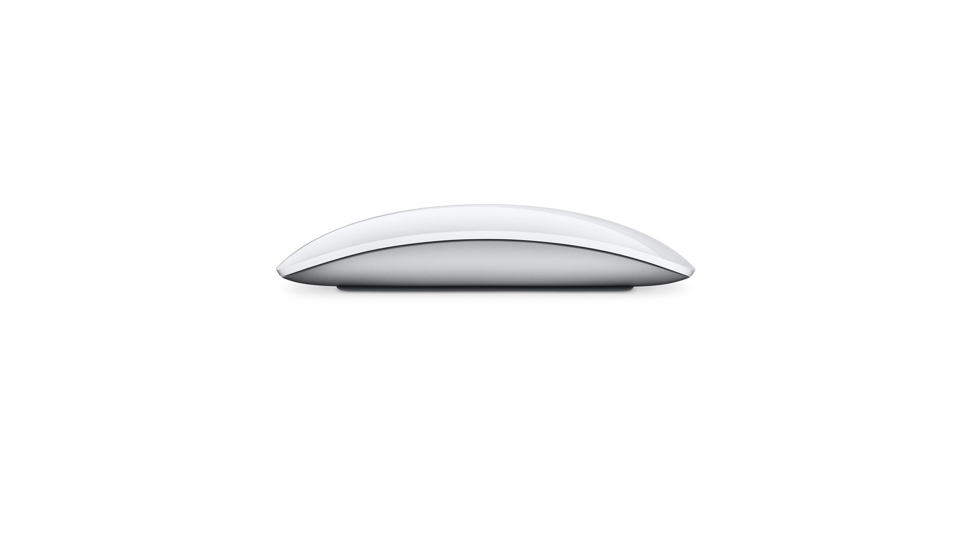 Side profile of the white Apple Magic Mouse