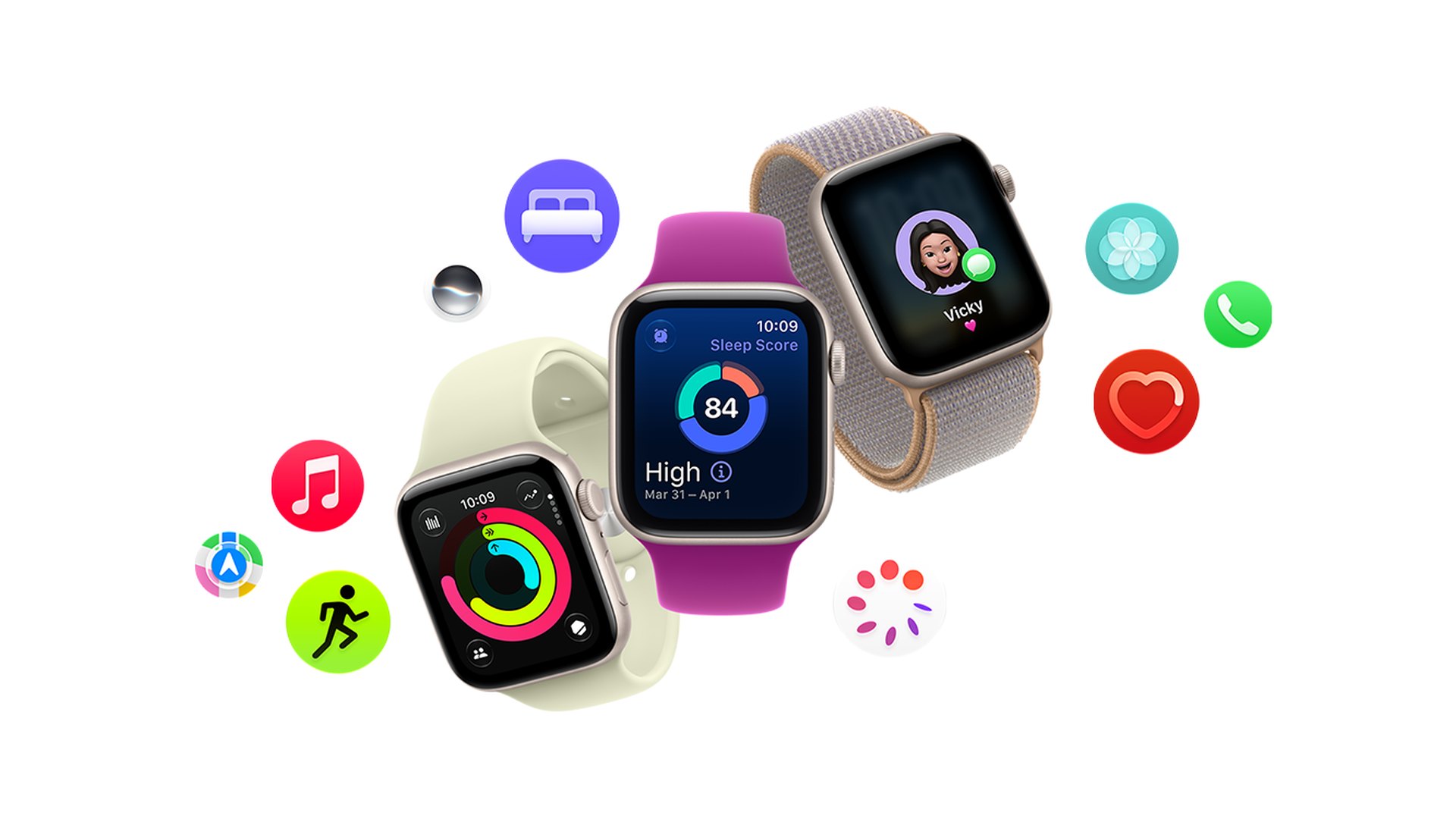 Several Apple Watch SE 3 models in different case and band colours