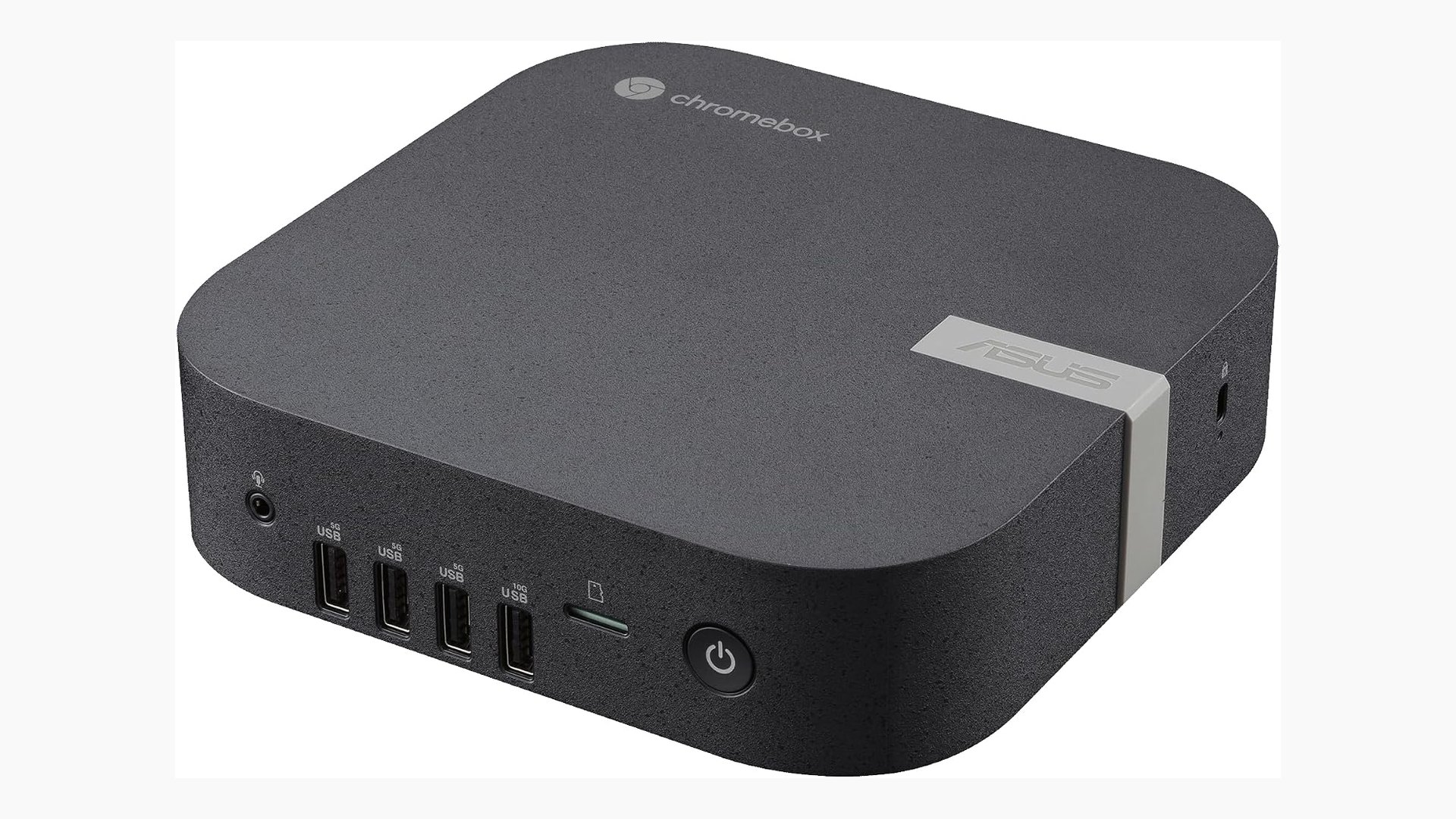 ASUS Chromebox 5a mini desktop in black, seen at an angle