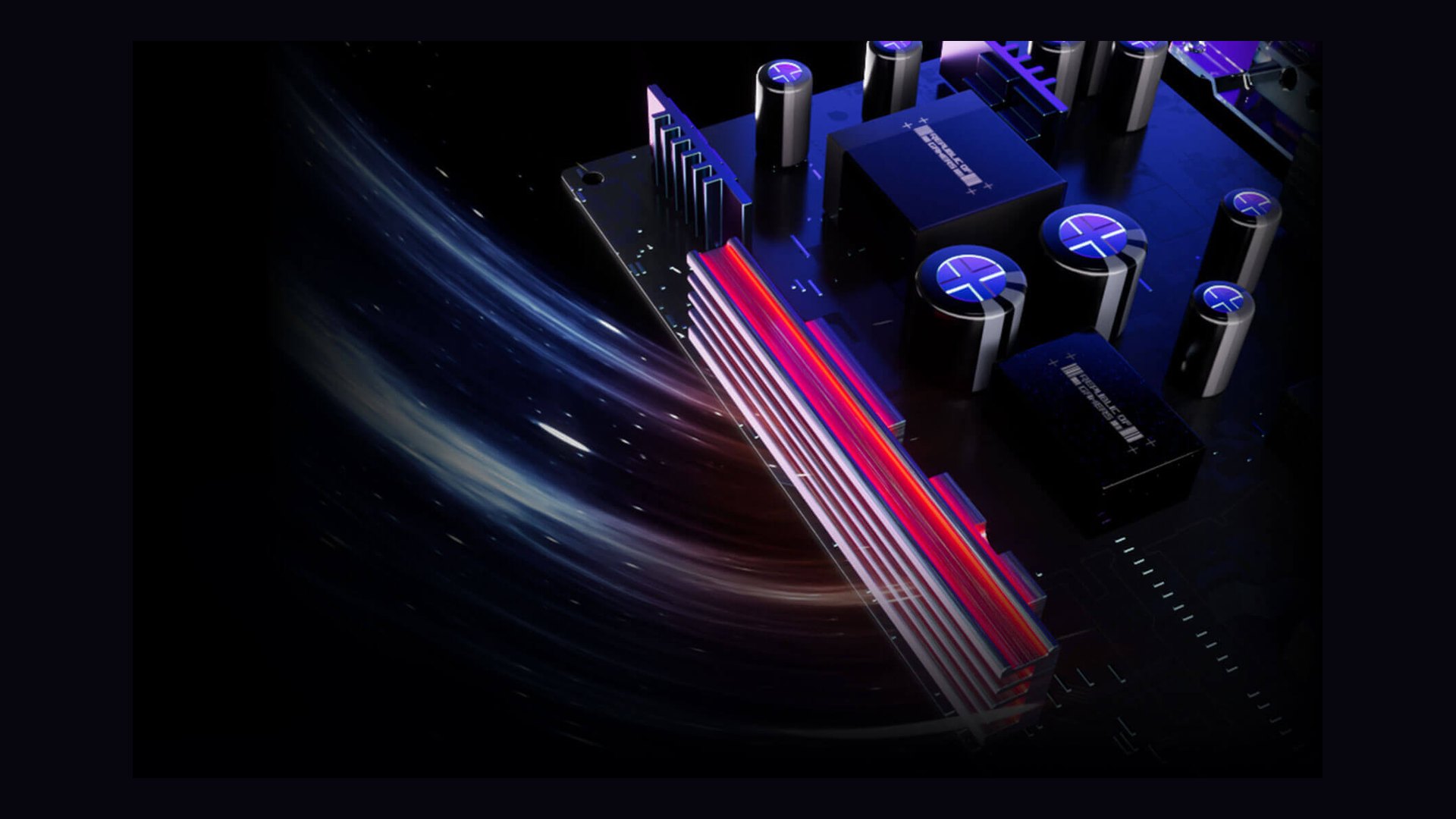 Cutaway view of a monitor heatsink and internal board