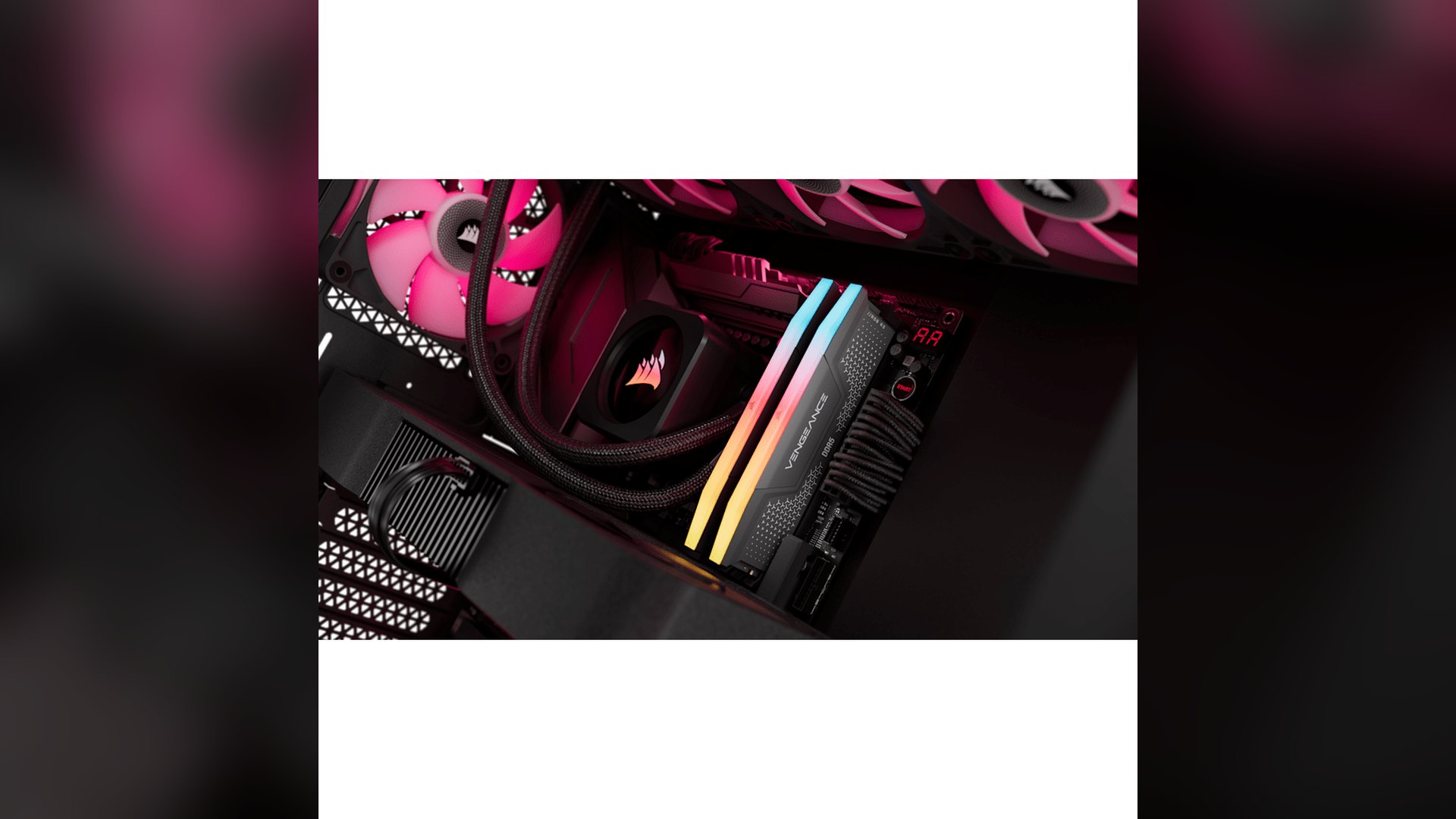 Close view of the lightbar on a Corsair Vengeance RGB RS DDR5 module