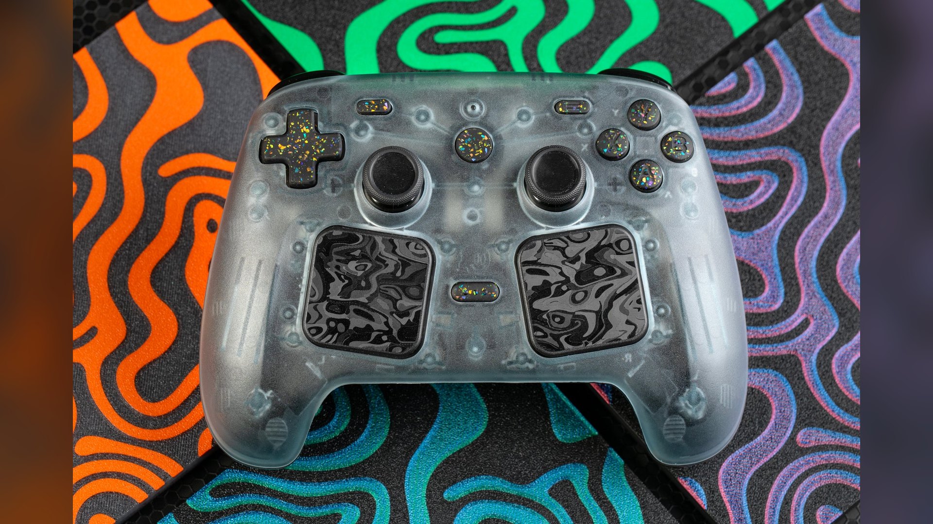 Steam Controller with aftermarket sparkle resin face buttons and D-pad