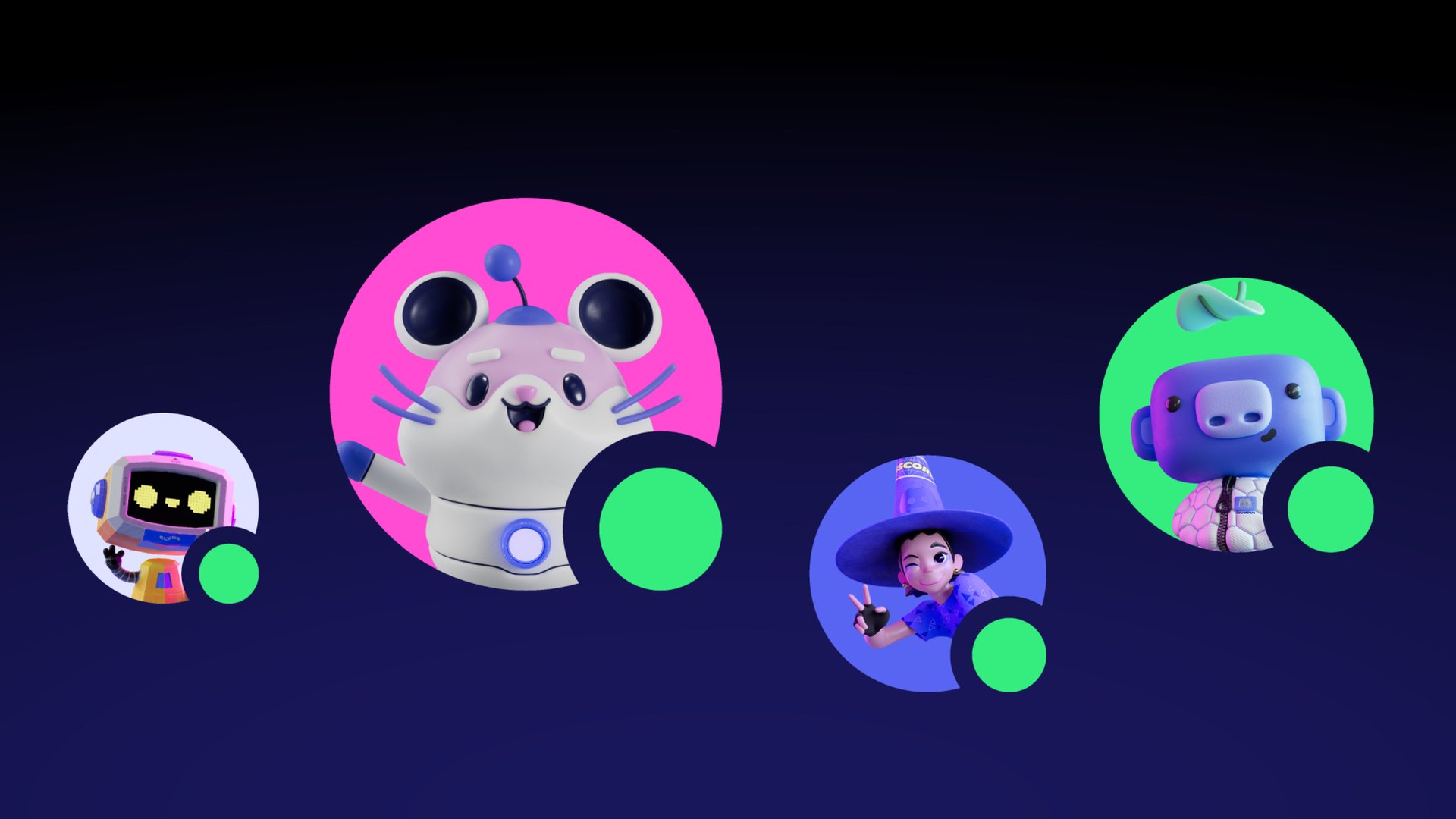 Discord illustration of four animated user avatars