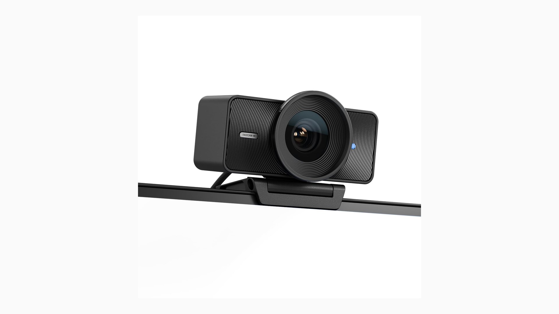 Elgato Facecam 4K clipped to the top edge of a monitor