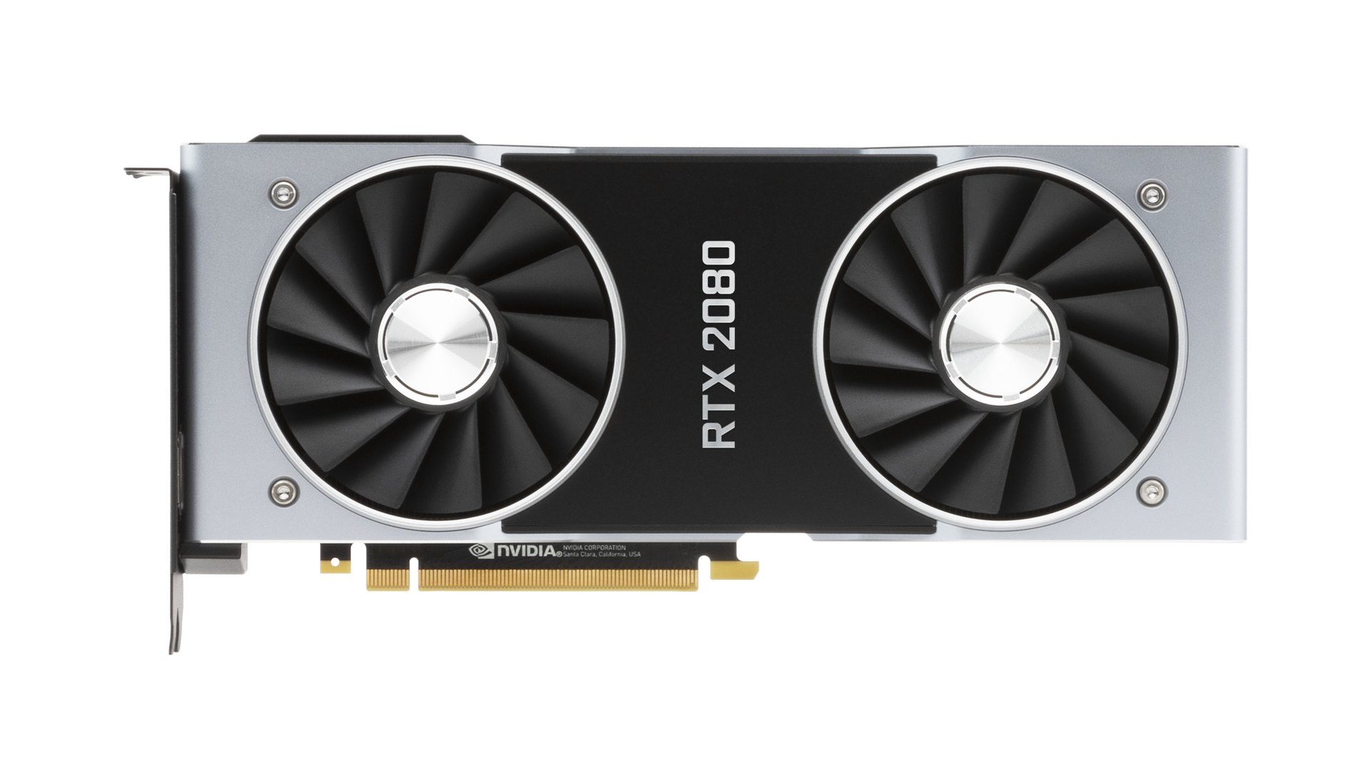 Nvidia GeForce RTX 2080 Founders Edition graphics card, front view