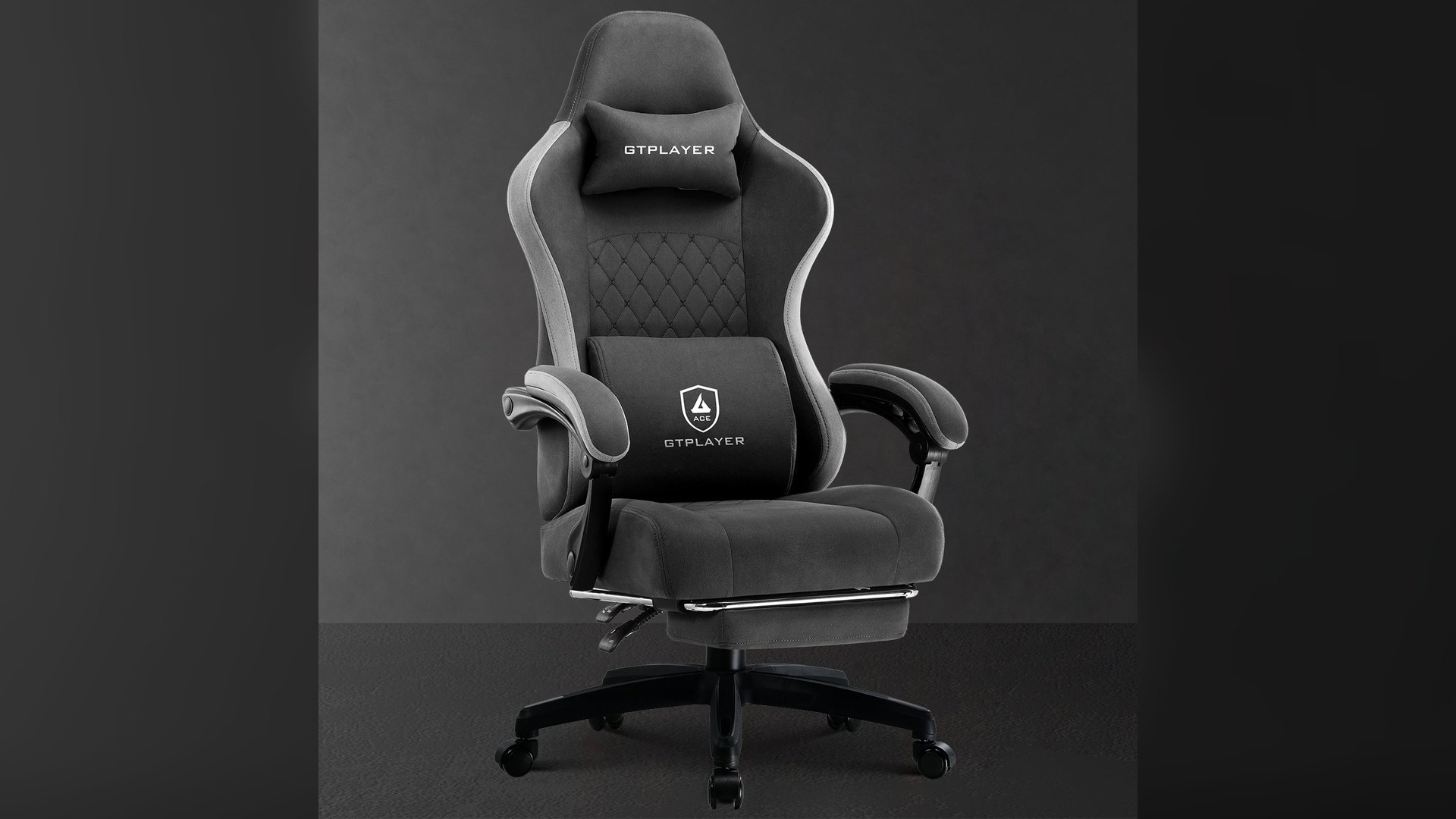 GTPLAYER LR002 gaming chair in black on a dark background