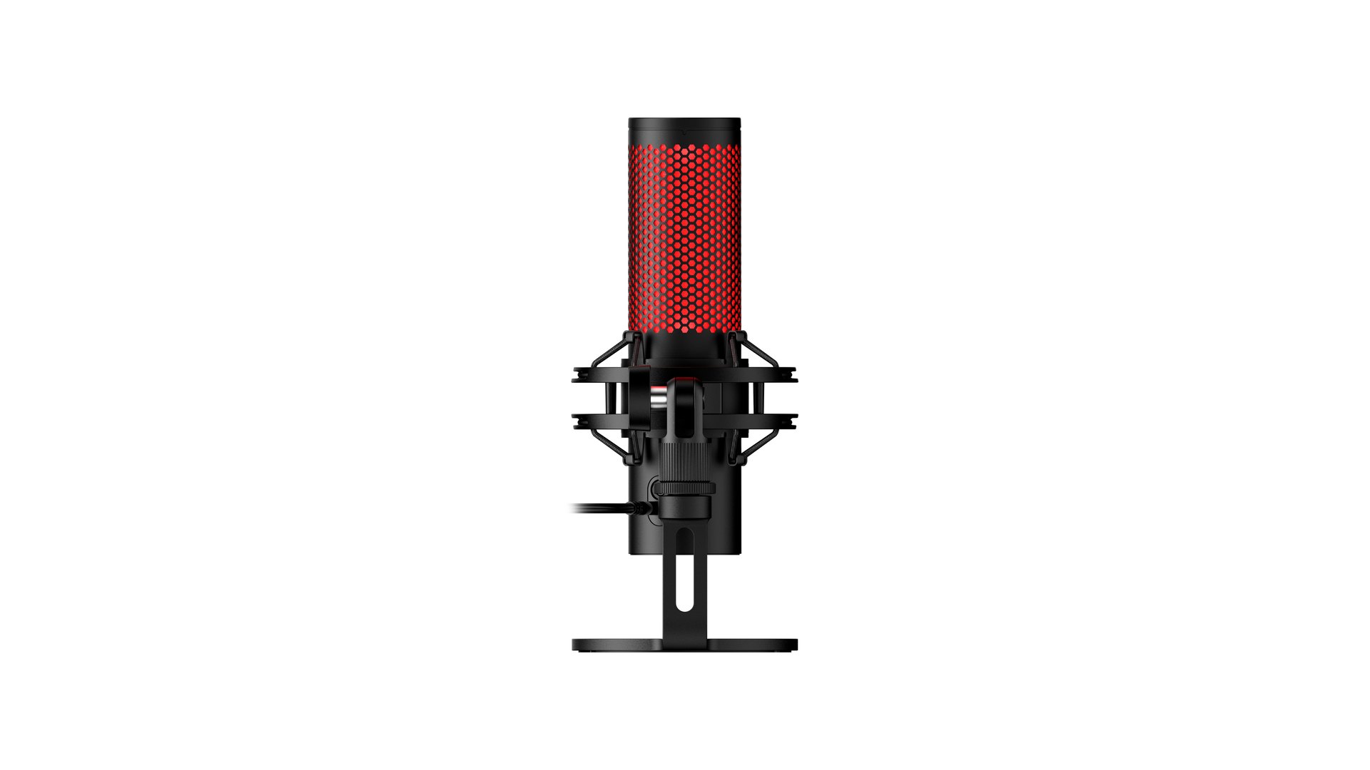 Close view of the control knob at the base of the HyperX QuadCast 2