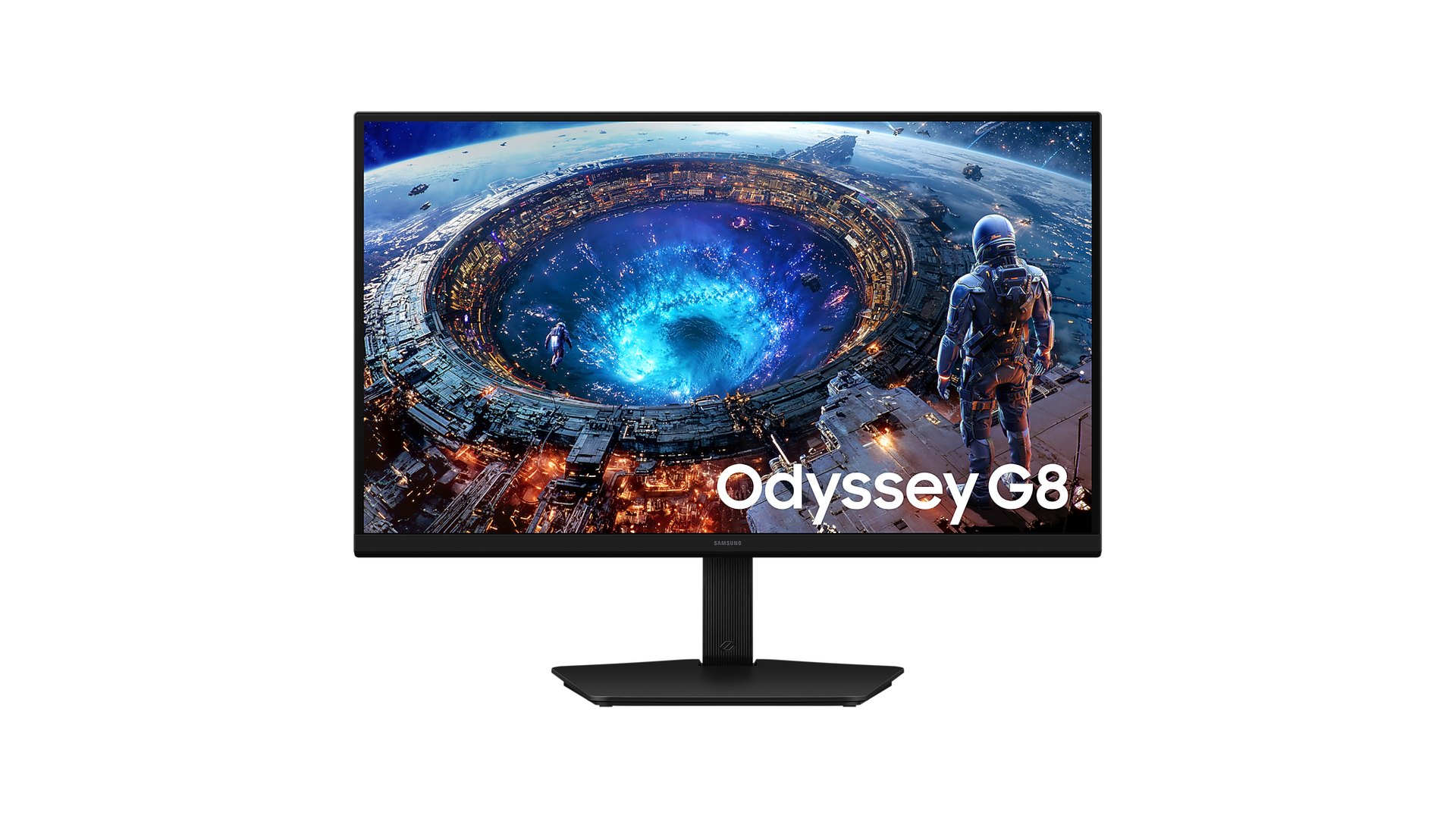 Samsung Odyssey G8 G80HF 27-inch flat monitor on a pillar stand