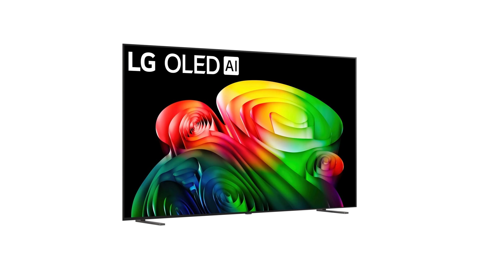 LG 83-inch OLED AI B6 television standing on two widely spaced feet