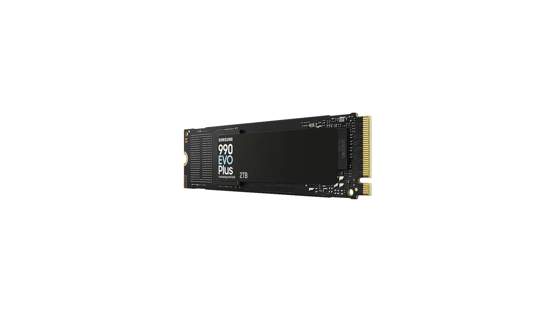 Samsung 990 EVO Plus 2TB M.2 2280 SSD at an angle