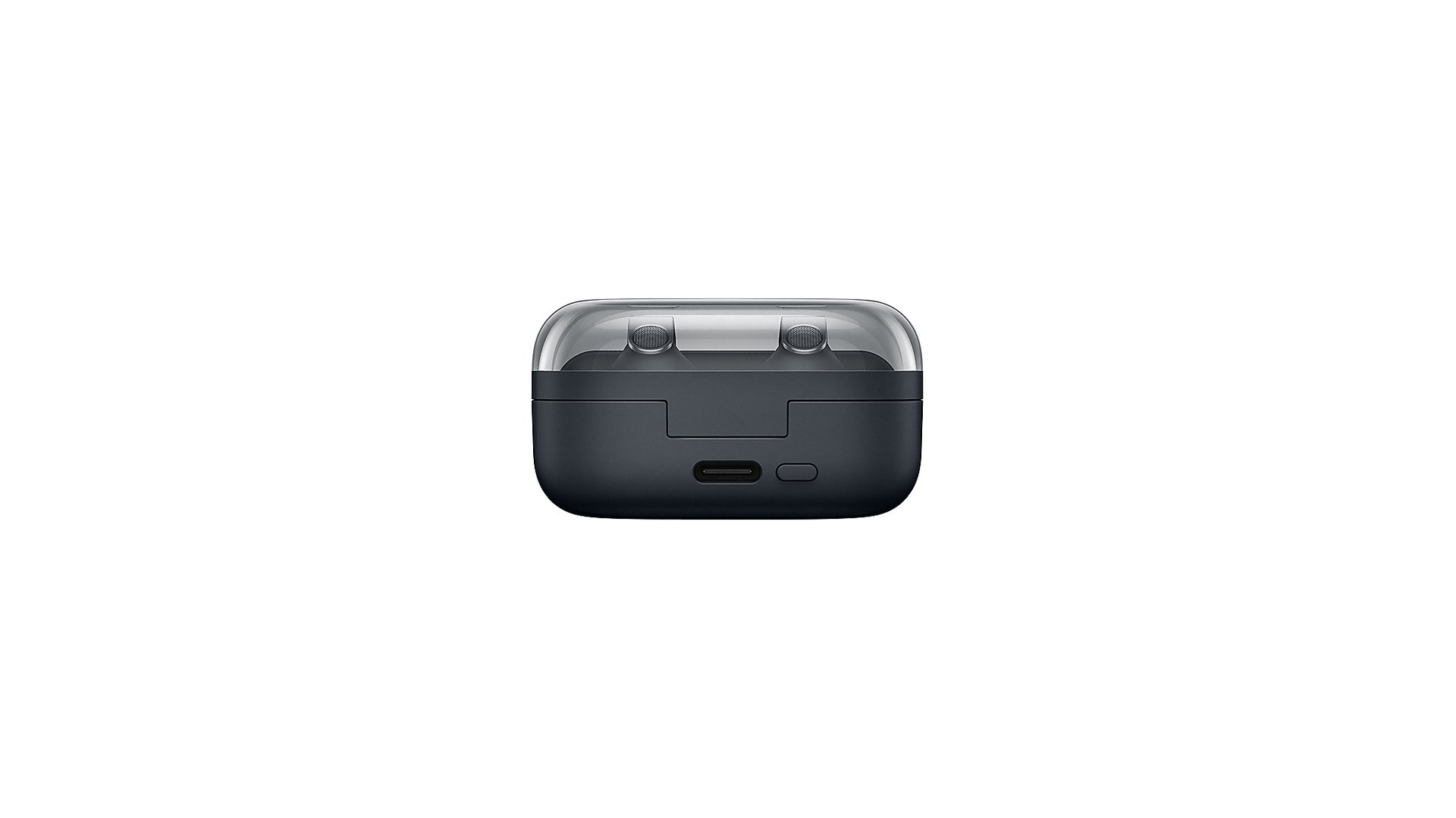 Closed Galaxy Buds4 Pro charging case showing the USB-C port on its edge