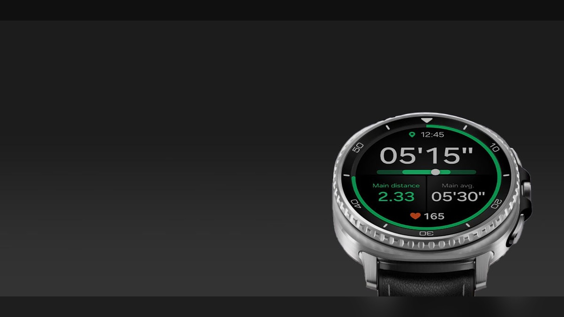 Galaxy Watch 8 Classic showing a running workout screen with pace and heart rate