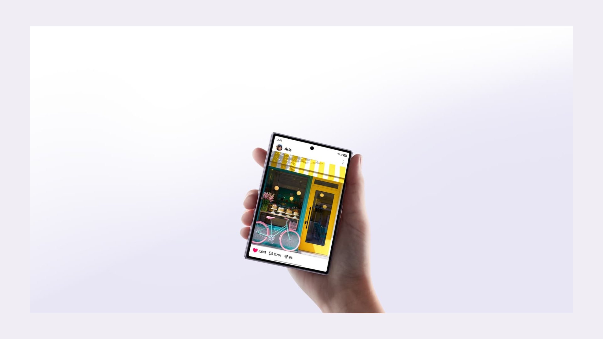 Samsung Galaxy Z Fold8 held unfolded in one hand