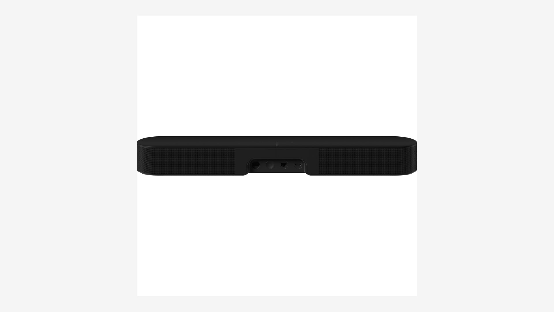 Rear panel of the black Sonos Beam Gen 2 showing its ports