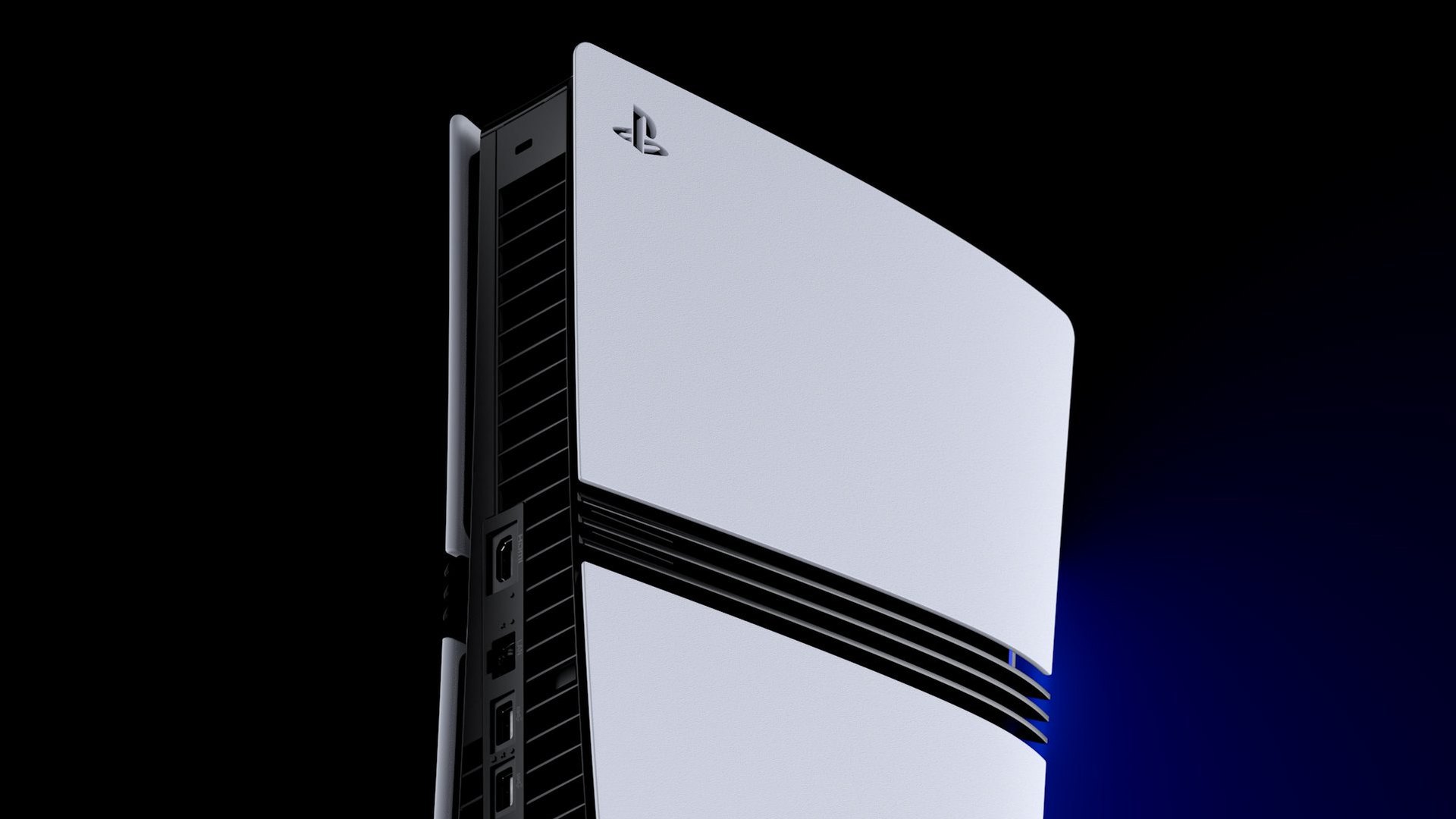 A PlayStation console against a dark background