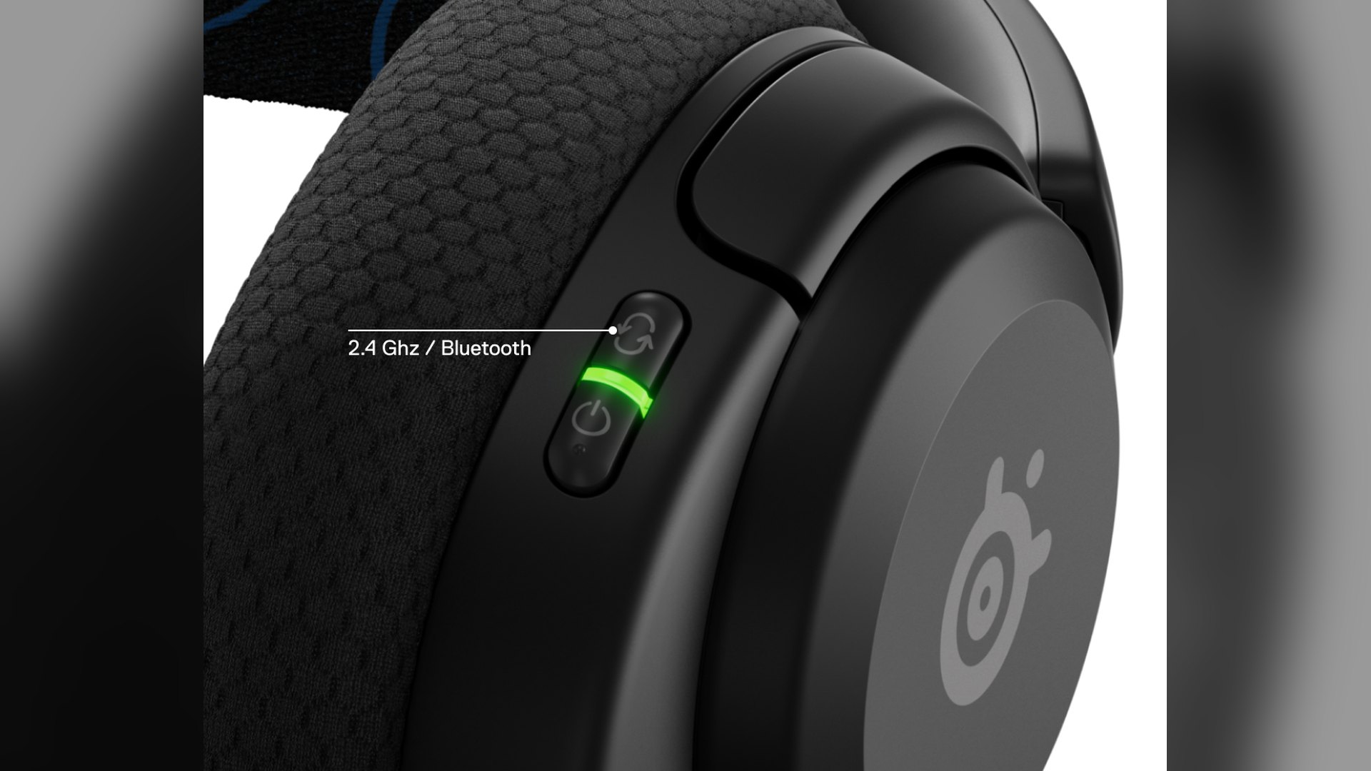 Close-up of the Arctis Nova 5P ear cup controls