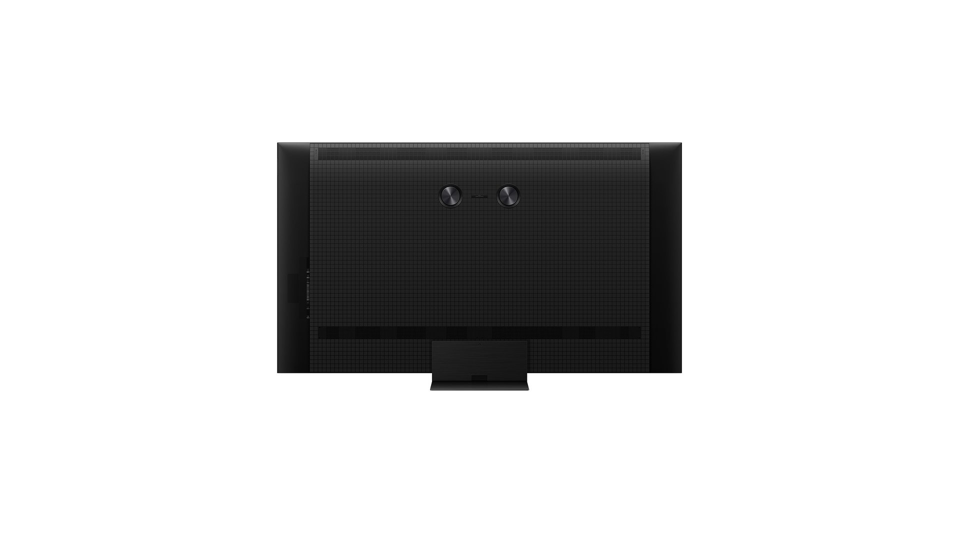 Rear view of the TCL 65-inch QM7L television on its stand