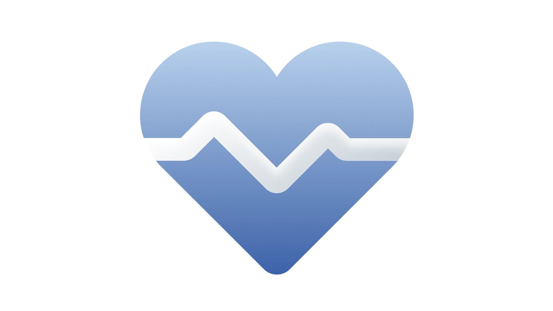 Blue heart icon with a pulse line on a white background