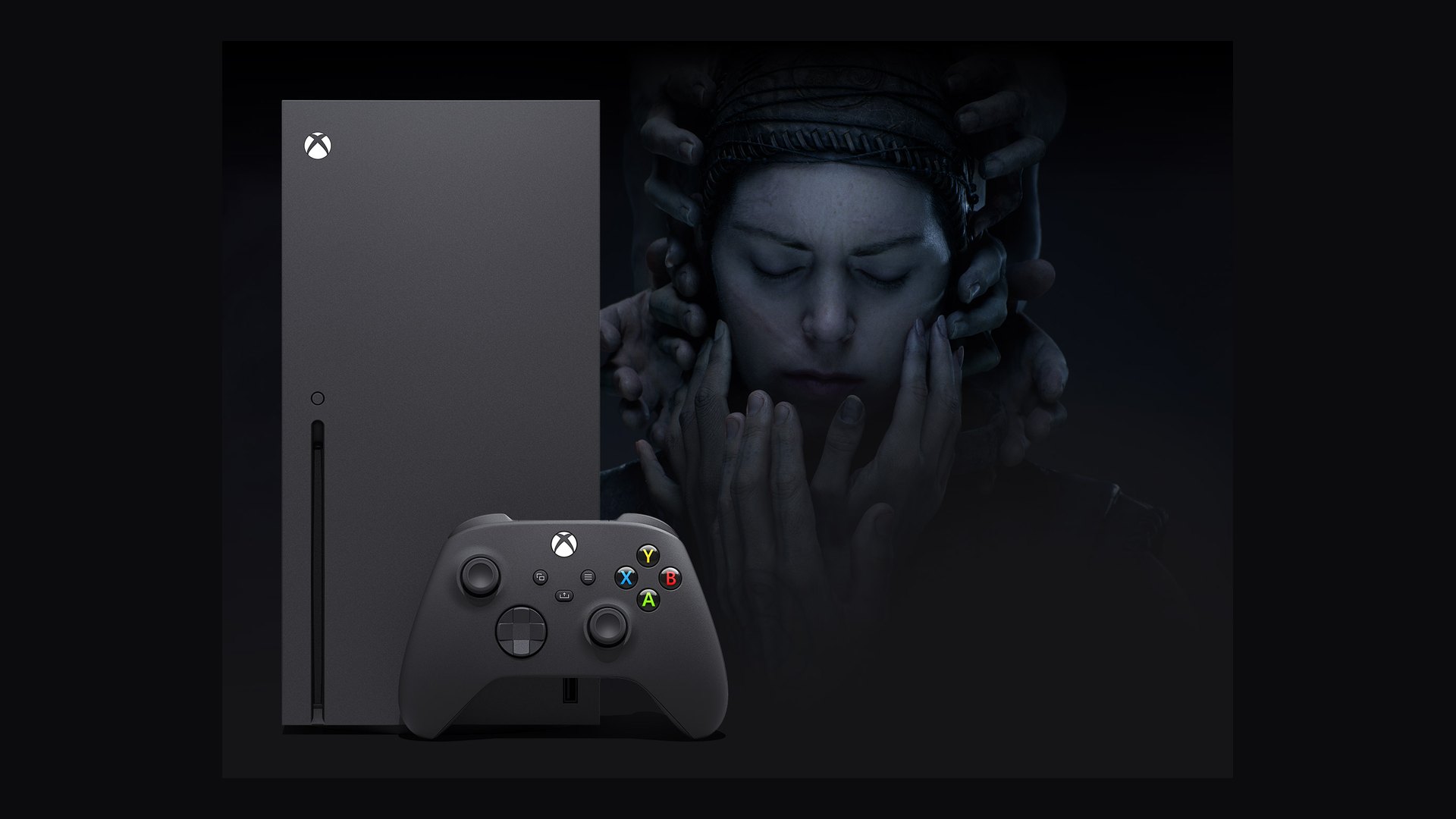 Xbox Series X standing upright with a wireless controller in front of it