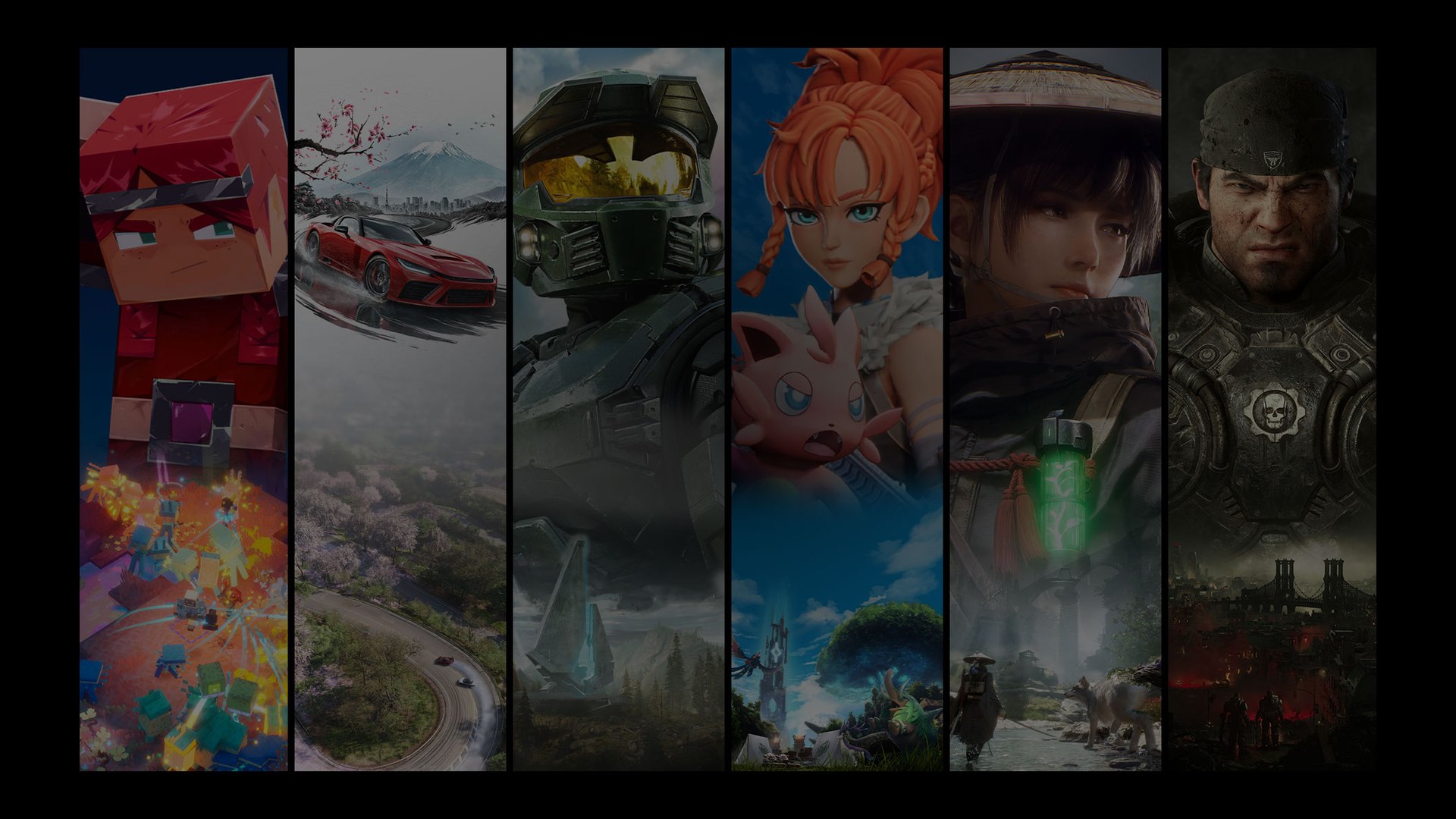 Xbox artwork showing game cover panels side by side